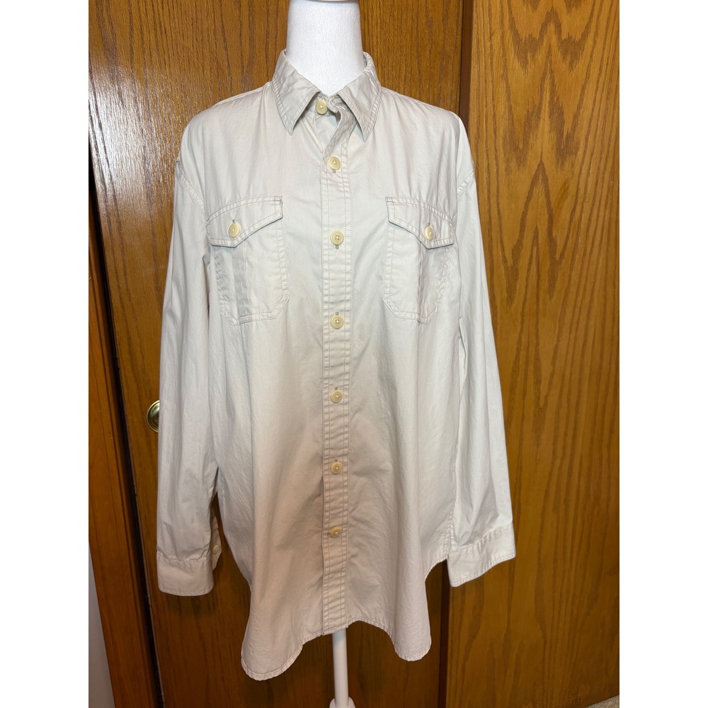 LL Bean vintage 90s y2k 100% Cotton Roll Tab Long Sleeve Field Utility Shirt